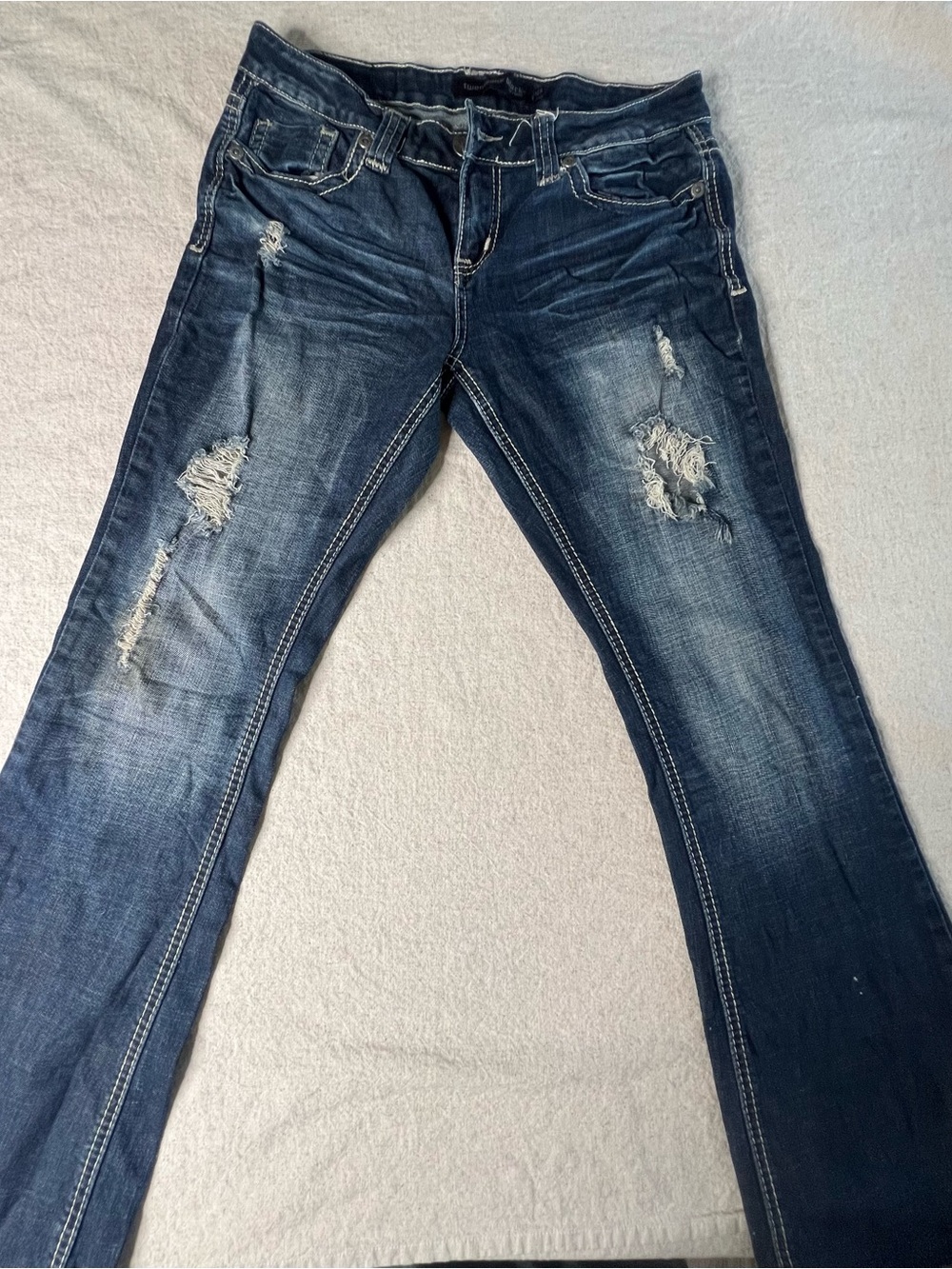 Rue21 Dark Blue Distressed Skinny Jeans